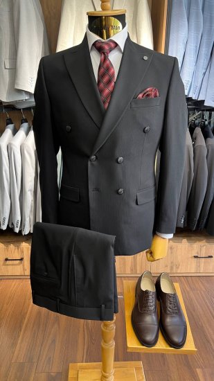 Костюм MAZALTOVMAN 2-ка Двубортный премиум Черный в полоску