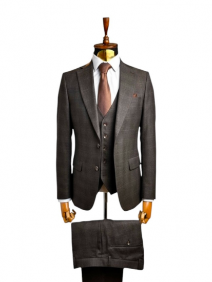 Костюм MAZALTOVMAN 3-ка премиум Коричневый в клетку