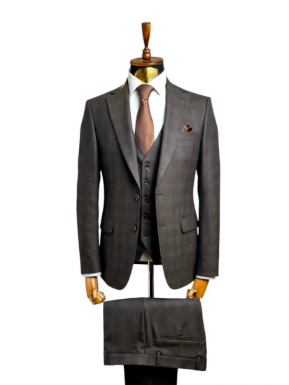 Костюм MAZALTOVMAN 3-ка премиум Коричневый в клетку