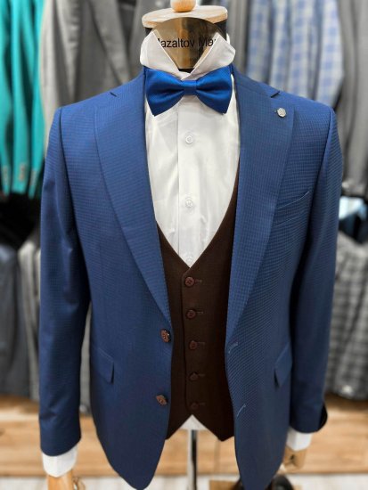 Костюм MAZALTOVMAN 3-ка премиум Синий в клетку