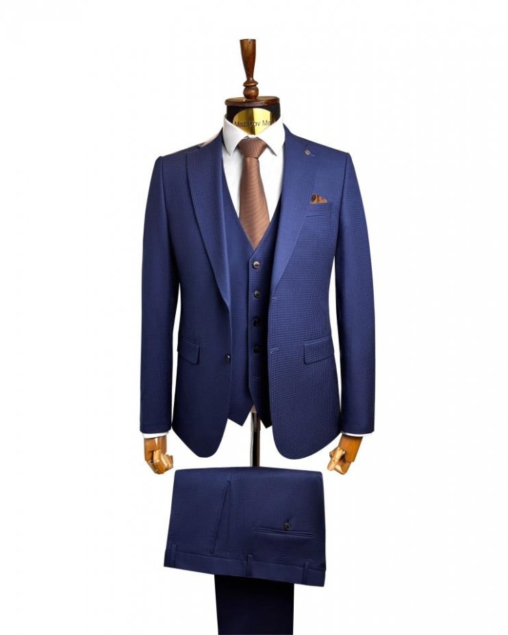 Костюм MAZALTOVMAN 3-ка премиум Синий в клетку