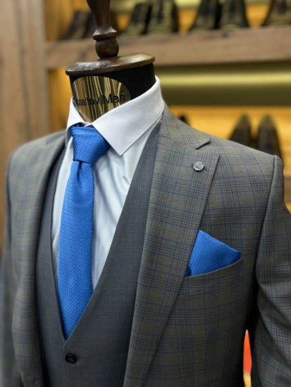 Костюм MAZALTOVMAN 3-ка премиум Серый в клетку